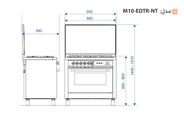 اندازه برش اجاق گاز مبله M13-EDTR